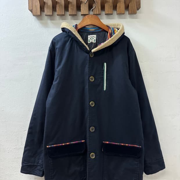 일본빈티지 TITICACA 티티카카 네이비 보아 후드 코트