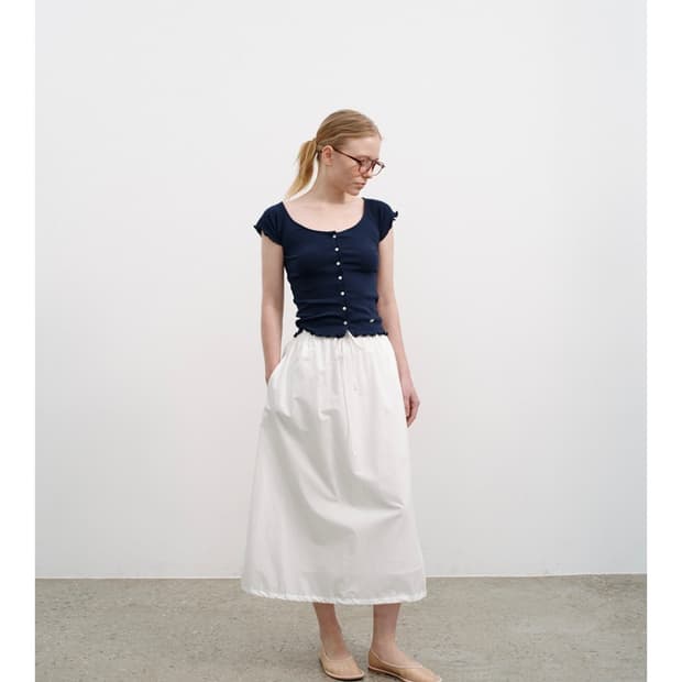 유라고 Frill short sleeve cardigan