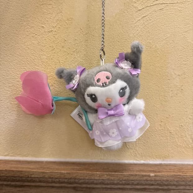 [새상품] 플라워 쿠로미 하트 체인 키링