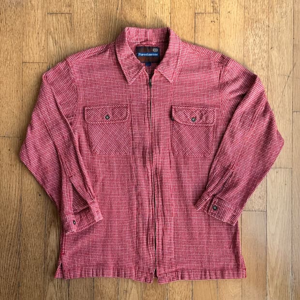 빈티지 레드 체크 셔츠 자켓