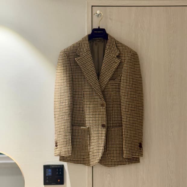 남자 울100% 하운드투스 자켓