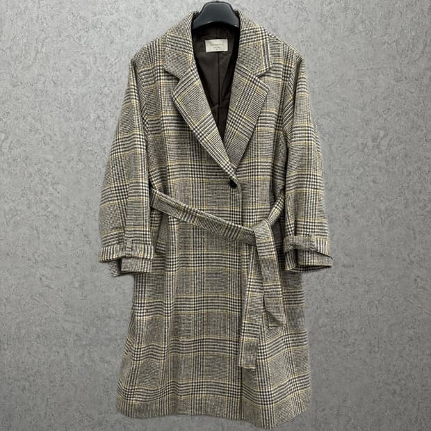 95 체크 여자 루즈핏 로브 코트