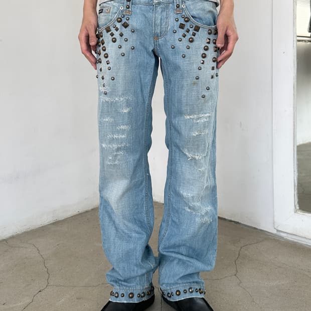 돌체앤가바나 스터드 데님 팬츠