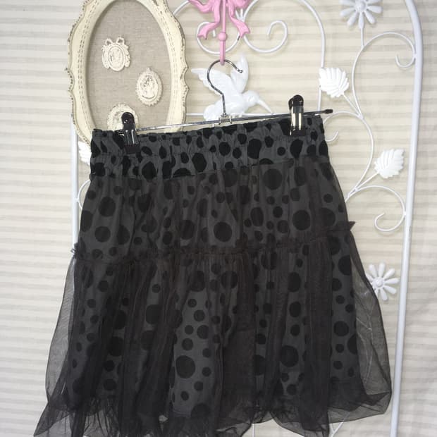 charcoal dot layered chiffon balloon sk