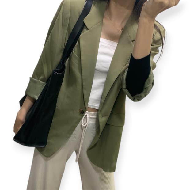 올리브 오버핏 블레이저