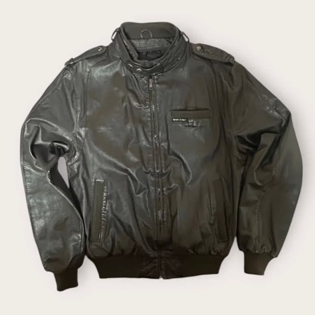 멤버스온리 브라운 가죽 봄버자켓