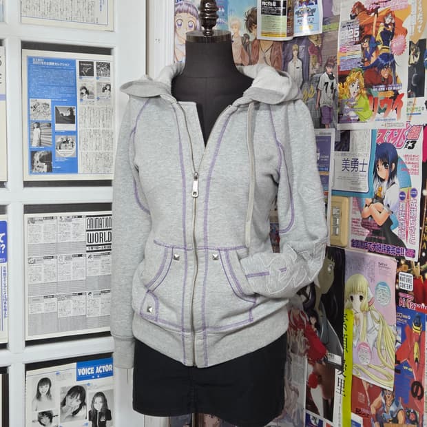 디젤 퍼플 오버록 스터드 슬림핏 후드집업