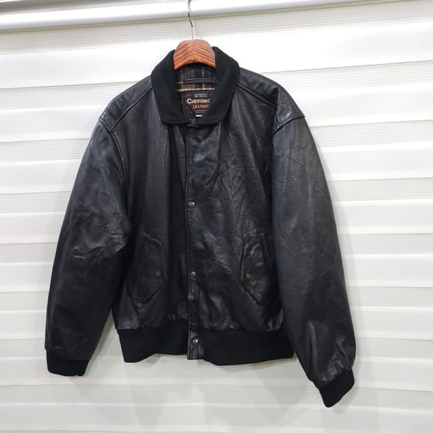 빈티지 쉐비뇽 가죽 봄버 자켓- L