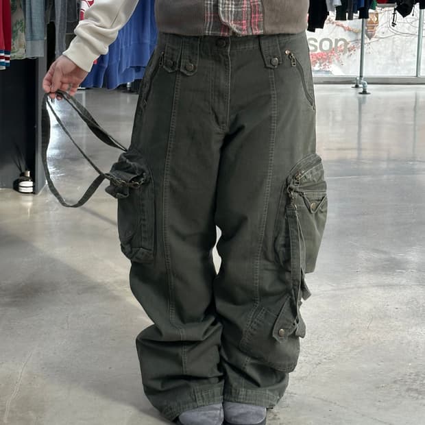 재팬빈티지 볼드포켓 부츠컷 카고 팬츠 카키