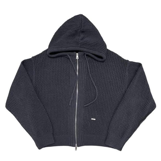 인사일런스 우먼스 메탈로고 메쉬 니트 후드집업(F)