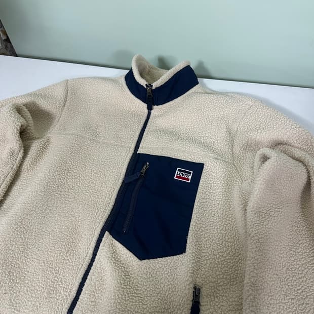 L 리바이스 아이보리 레트로 후리스자켓