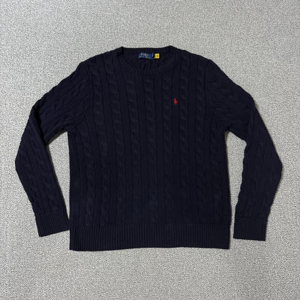[정품 QR] 폴로 랄프로렌 꽈배기 니트 네이비