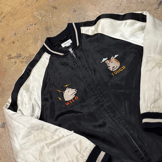 [정품/XL] 커버낫 블랙 화이트 자수 봄버 자켓 b19