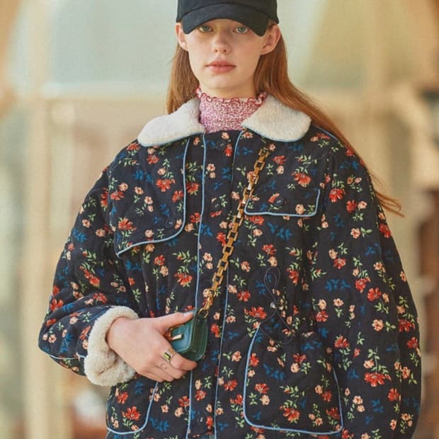 바이탈싸인 플라워 플리스 양털 자켓