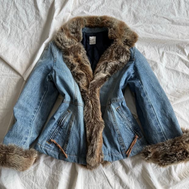 오네갸루 갸루 0‘s y2k 데님 퍼 자켓