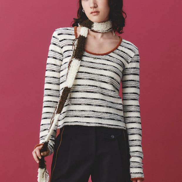 기준 스트라이프 유넥 니트