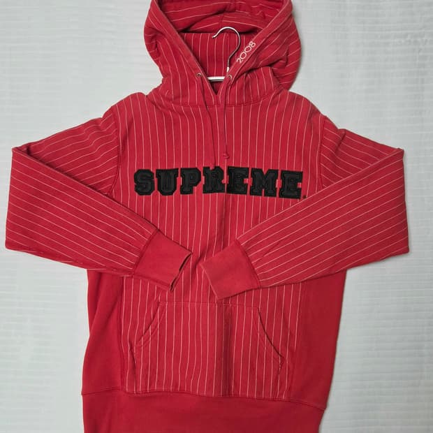 Supreme 08AW pinstriped Harverd Hoodie