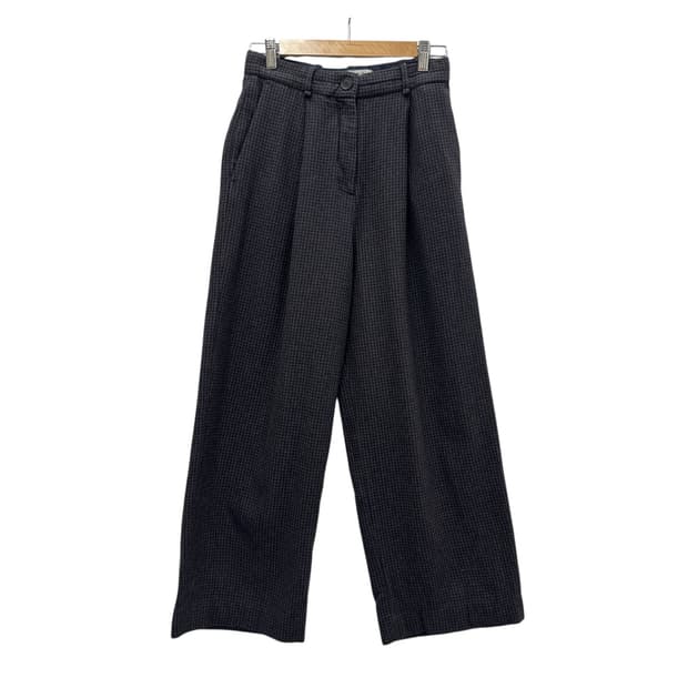 코스 체크 와이드 울 팬츠