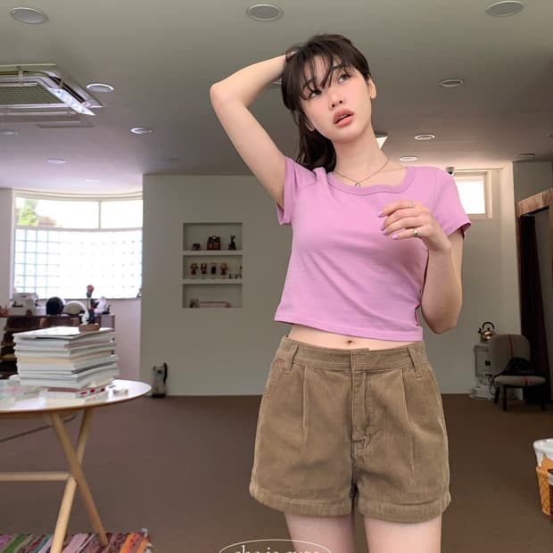 쉬이즈큐트 수피마U넥 핑크 1번 착용