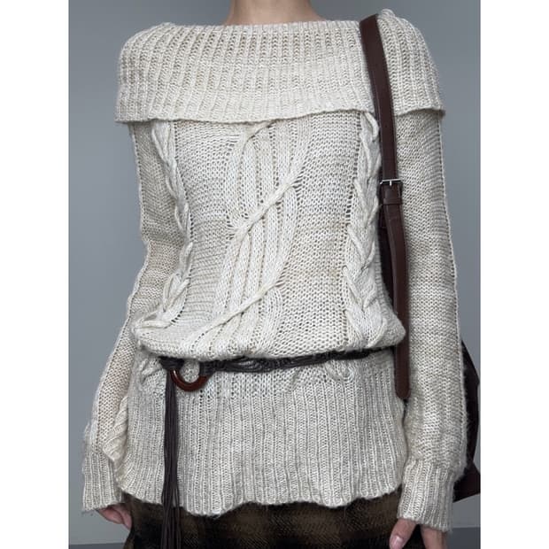 빈티지 오프숄더 니트