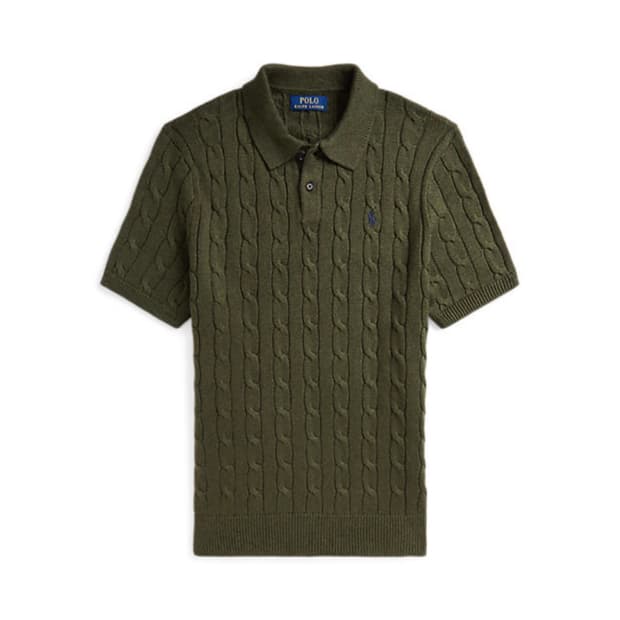 폴로/ 케이블 니트 반팔 카키/ XL