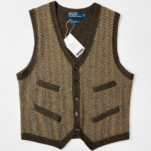폴로 랄프로렌 00s 헤링본 램스울 니트 조끼 PN5132