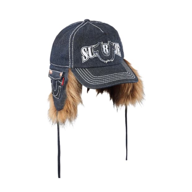 L-XL) 슈프림 트루릴리전 이어플랩 트루퍼햇 더티인디고