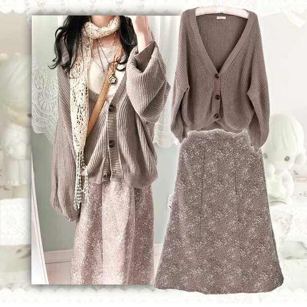 퍄뮤빈티지 파뮤빈티지 모리걸그런지페어리 롱 스커트 라떼갸루플로럴하구미일본