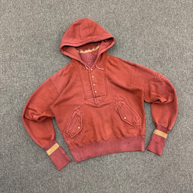 OS)NICOLE 빈티지 오버핏 피그먼트 레이어드 버튼 후디