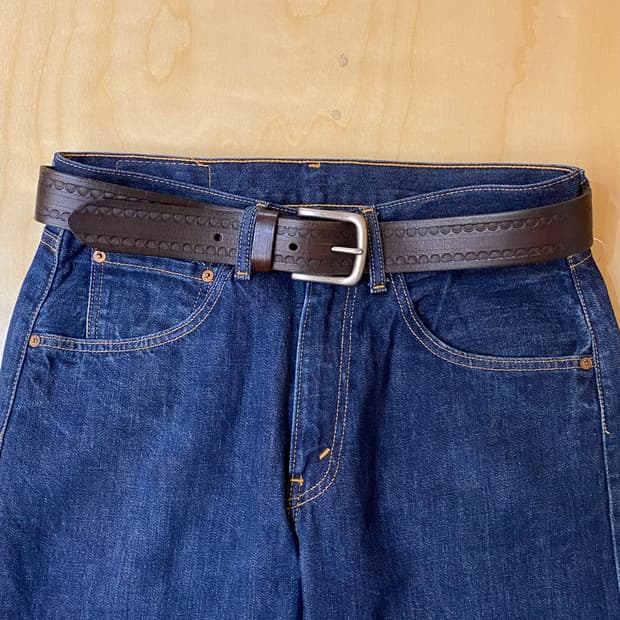 VTG carving leather belt 빈티지 음각 레더 벨트