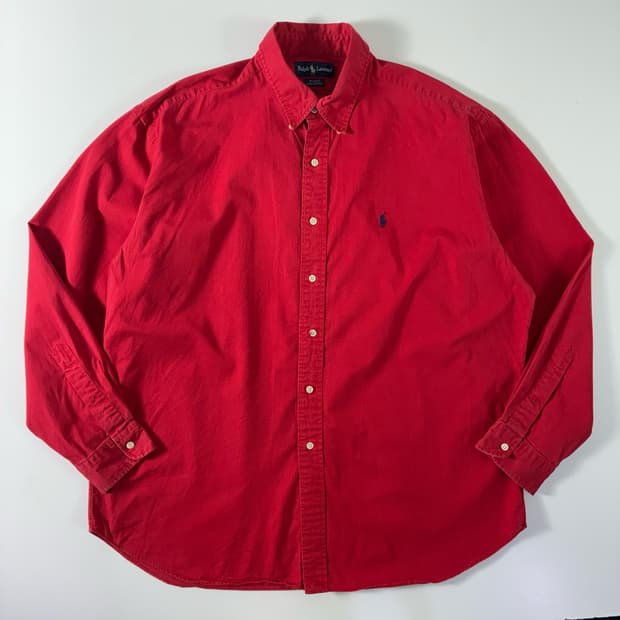 Polo  폴로 랄프로렌 자수 코튼 레드 빅셔츠 