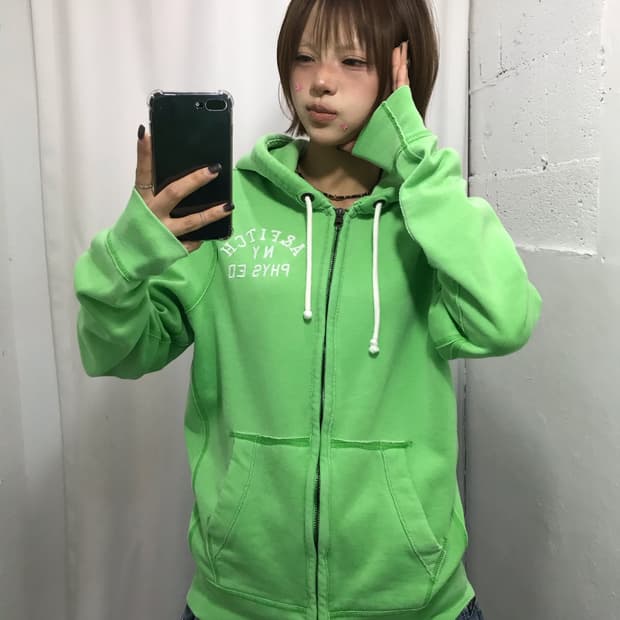 아베크롬비 라이트 그린 후드집업 