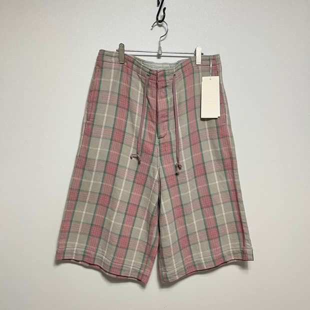 언유즈드 체크 면 100 반바지 팬츠 