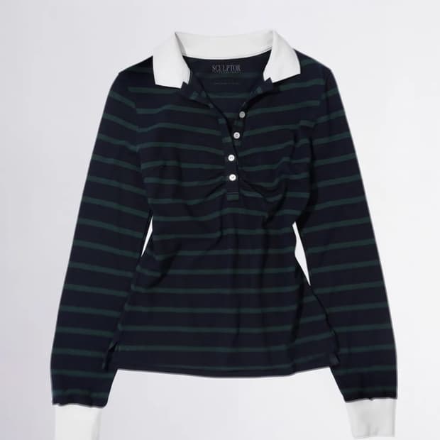 스컬프터 Shirring Tennis Shirt Stripe