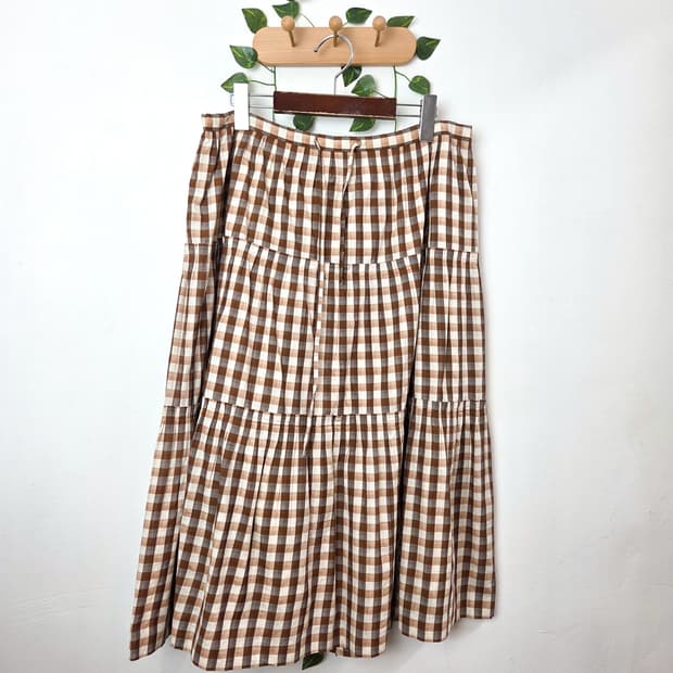 체크 캉캉 롱스커트