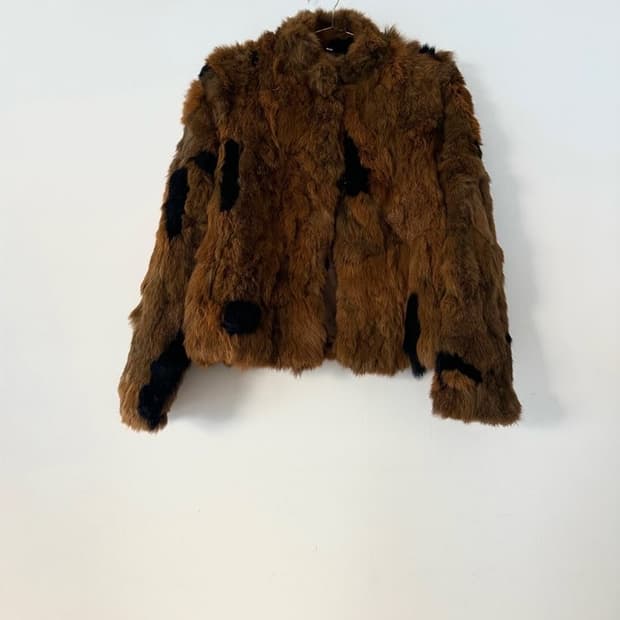 Spot rabbit fur jacket / orange brown