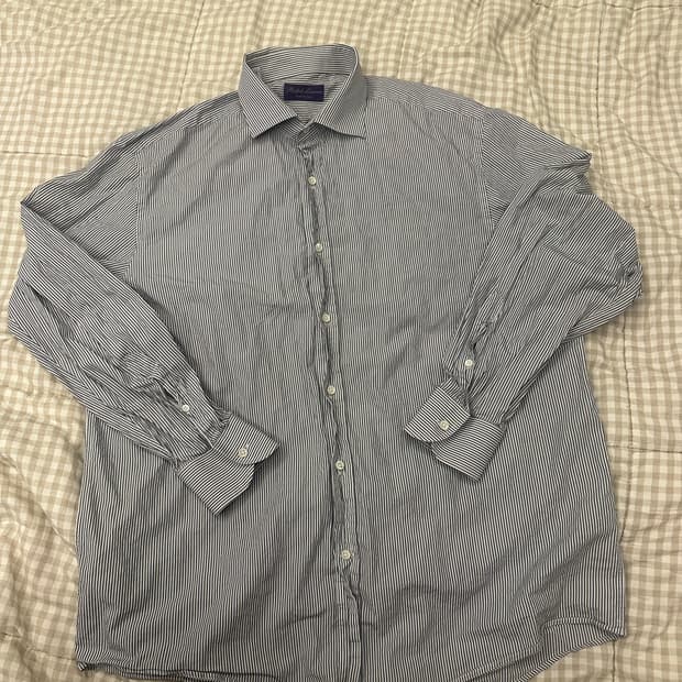 [17.5] 랄프로렌 퍼플라벨 그레이 스트라이프 셔츠