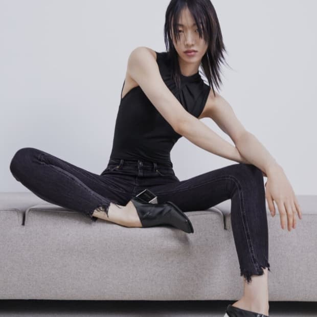 zara 자라 레더 스퀘어 클로그 힐 사이즈 38