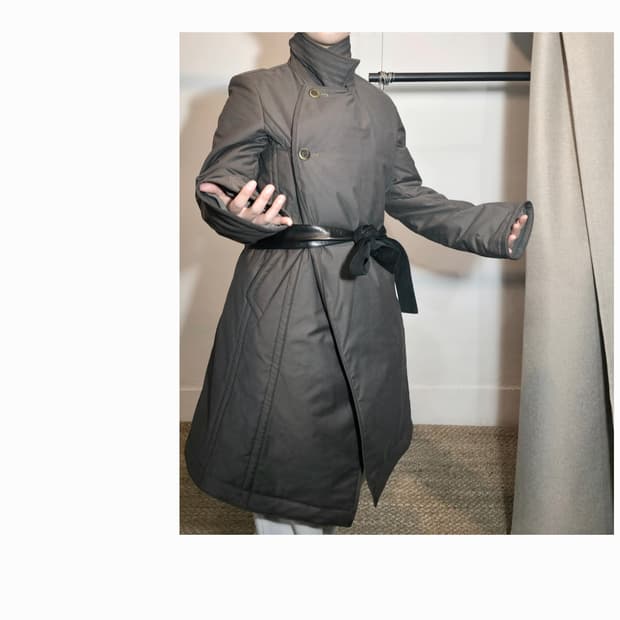 Julius leather belt padded coat