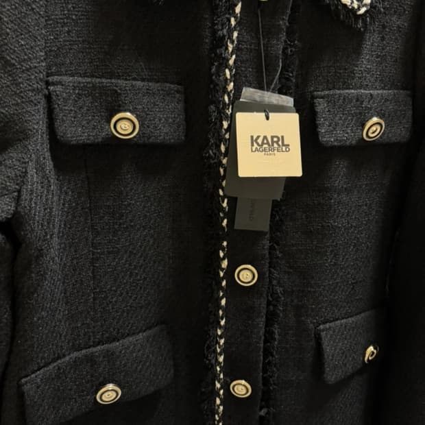 칼 라거펠트 블랙 트위드 코트 88