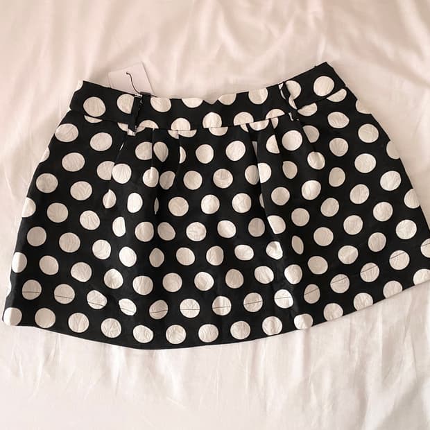 M 새제품 폴카도트 땡땡이 자카드 스커트 M #꼼데가르송 갸루 슈슈통