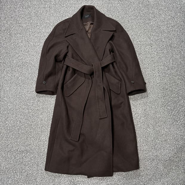 [W] 로우클래식 W컨셉 울 벨트 코트 브라운 (S)