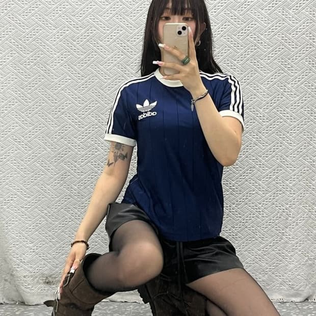 아디다스 아디컬러 캐주얼 3S 핀스트라이프 져지 반팔티 M C13659