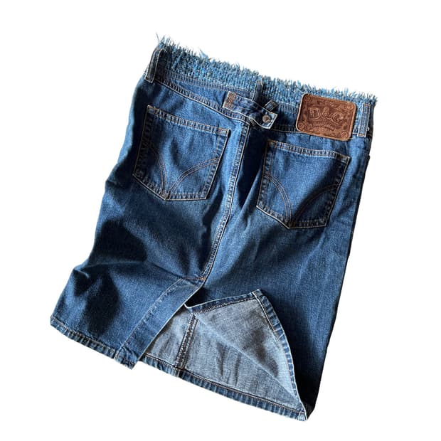 D&G tweed-fringe denim skirt