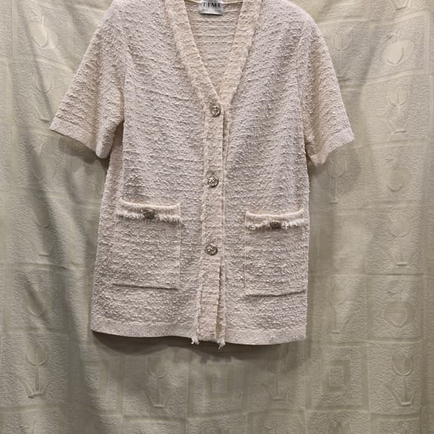 타임 TIME 반팔 트위드 자켓 아이보리 55~66