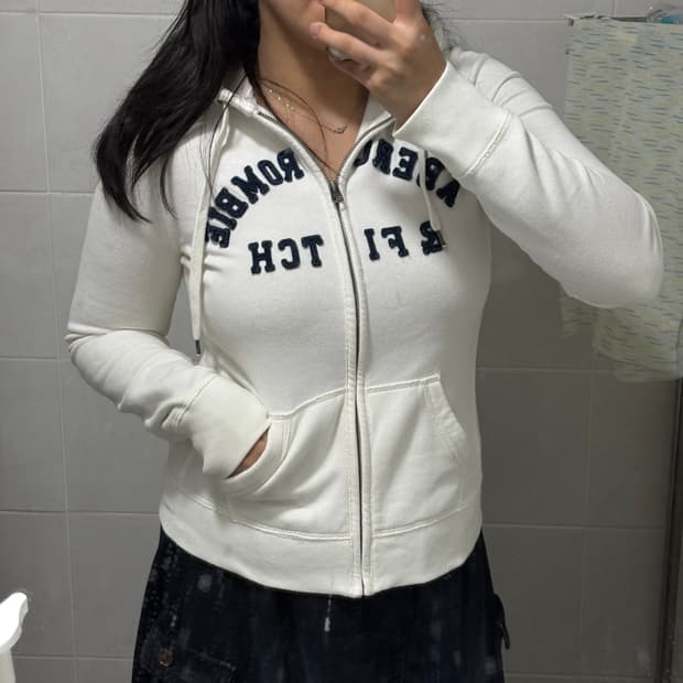 초대장) 아베크롬비 딱붙 후드집업 (아이보리 M)
