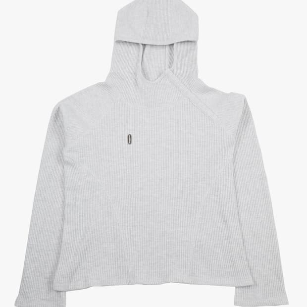 HalominiumSLIM WAFFLE HOODIE LIGHT GRAY