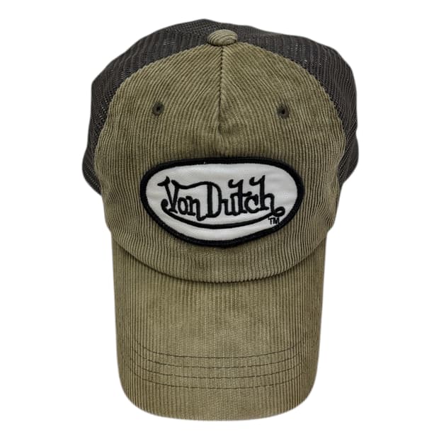 본더치 빈티지 Y2K 코듀로이 메쉬 트러커 볼캡 모자 카키