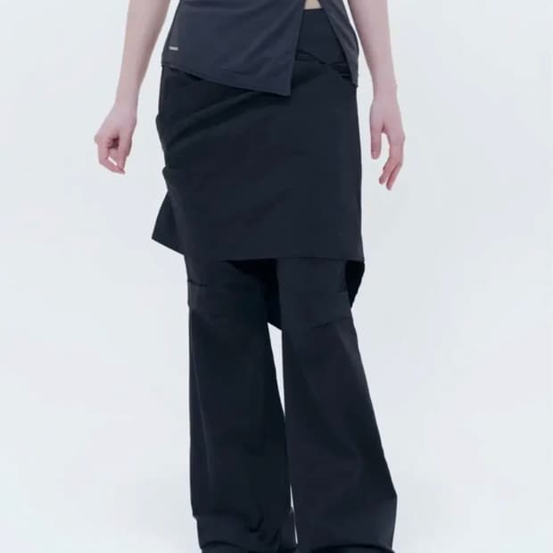 미세키서울 Draped chiton midi skirt pants SET