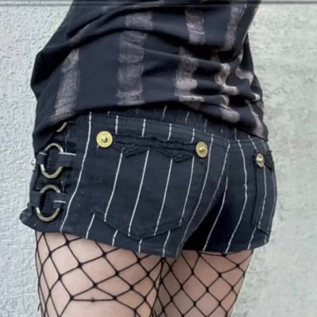 스키니립 갸루 펑크 링 숏팬츠 